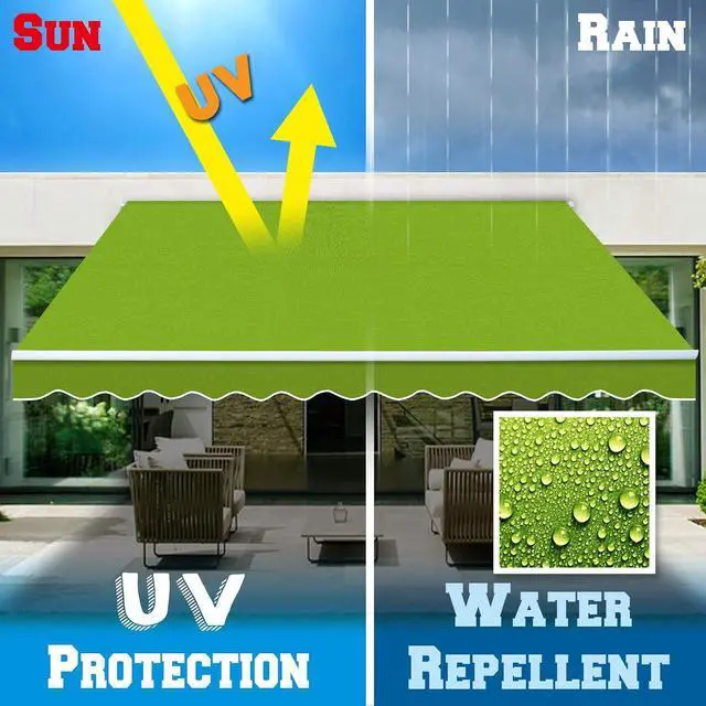 Alt view image 5 of 7 - YardGrow Outdoor Sunshade Canopy Awning Cover Retractable Awning Fabric Replacement for 12' x 10' Awning, Canopy ONLY (Apple Green)