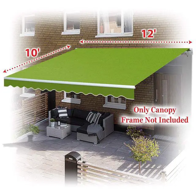 Alt view image 6 of 7 - YardGrow Outdoor Sunshade Canopy Awning Cover Retractable Awning Fabric Replacement for 12' x 10' Awning, Canopy ONLY (Apple Green)