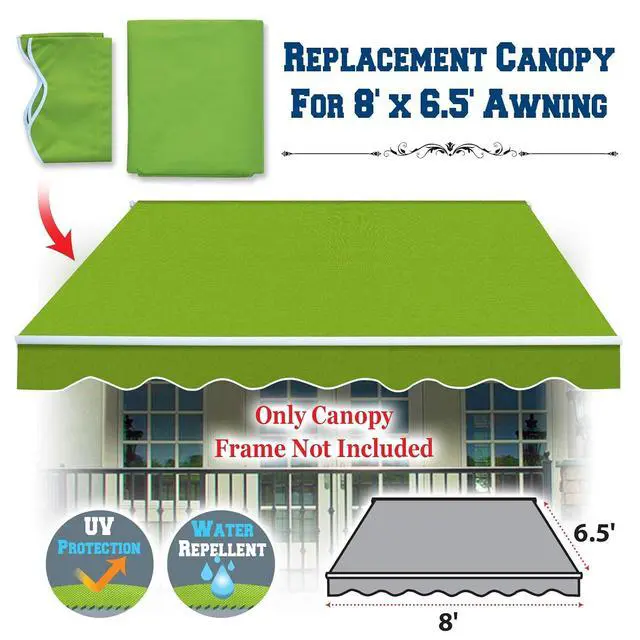 Alt view image 2 of 7 - YardGrow Retractable Awning Fabric Replacement Outdoor Sunshade Canopy Awning Cover for 8' x 6.5' Awning, Canopy ONLY (Apple Green)