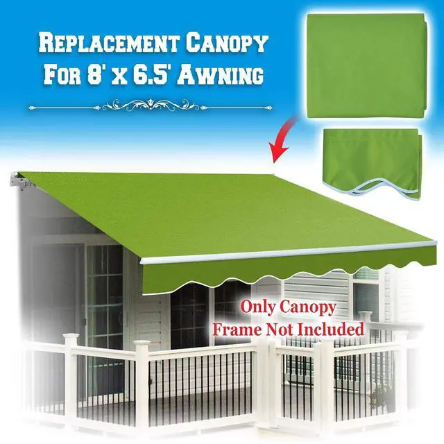 Alt view image 3 of 7 - YardGrow Retractable Awning Fabric Replacement Outdoor Sunshade Canopy Awning Cover for 8' x 6.5' Awning, Canopy ONLY (Apple Green)