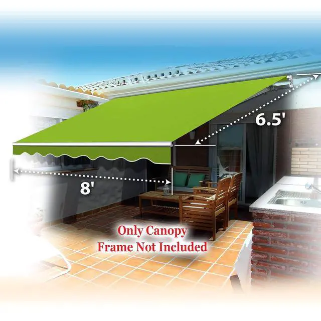 Alt view image 6 of 7 - YardGrow Retractable Awning Fabric Replacement Outdoor Sunshade Canopy Awning Cover for 8' x 6.5' Awning, Canopy ONLY (Apple Green)