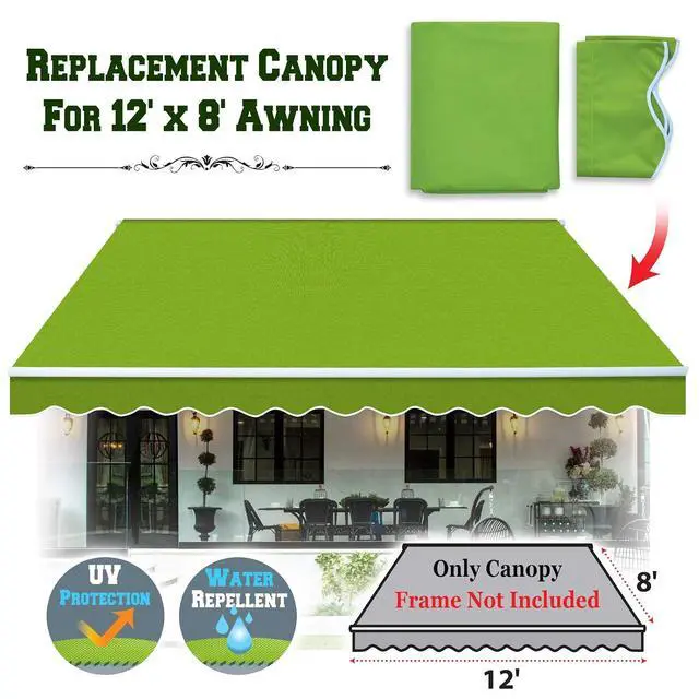 Alt view image 2 of 7 - YardGrow Retractable Awning Fabric Replacement Outdoor Sunshade Canopy Awning Cover for 12' x 8' Awning, Canopy ONLY (Apple Green)