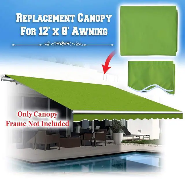 Alt view image 3 of 7 - YardGrow Retractable Awning Fabric Replacement Outdoor Sunshade Canopy Awning Cover for 12' x 8' Awning, Canopy ONLY (Apple Green)