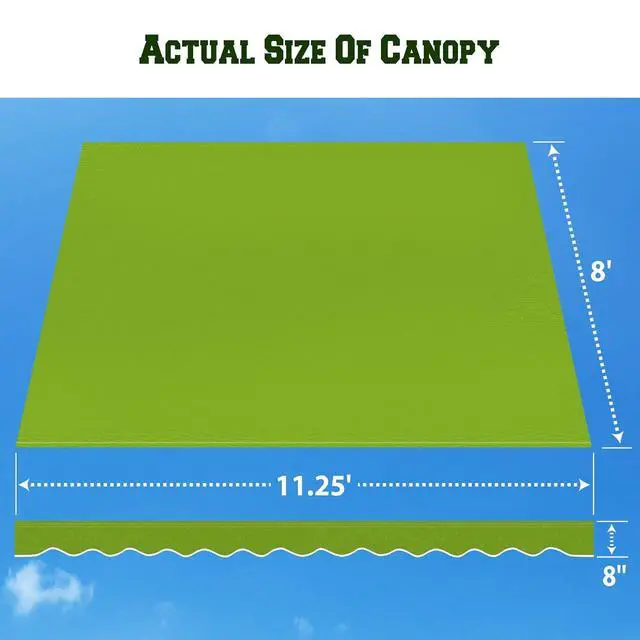 Alt view image 4 of 7 - YardGrow Retractable Awning Fabric Replacement Outdoor Sunshade Canopy Awning Cover for 12' x 8' Awning, Canopy ONLY (Apple Green)