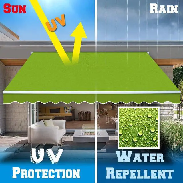 Alt view image 5 of 7 - YardGrow Retractable Awning Fabric Replacement Outdoor Sunshade Canopy Awning Cover for 12' x 8' Awning, Canopy ONLY (Apple Green)