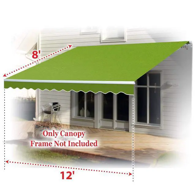 Alt view image 6 of 7 - YardGrow Retractable Awning Fabric Replacement Outdoor Sunshade Canopy Awning Cover for 12' x 8' Awning, Canopy ONLY (Apple Green)