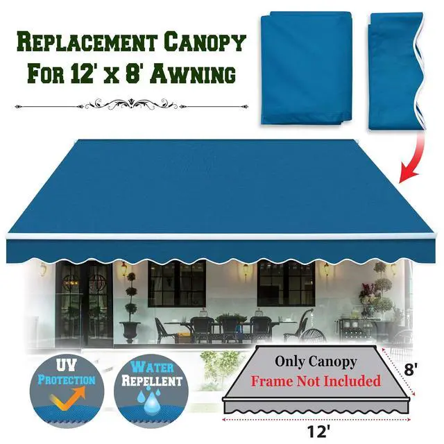 Alt view image 2 of 7 - YardGrow Retractable Awning Fabric Replacement Outdoor Sunshade Canopy Awning Cover for 12' x 8' Awning, Canopy ONLY (Navy blue)