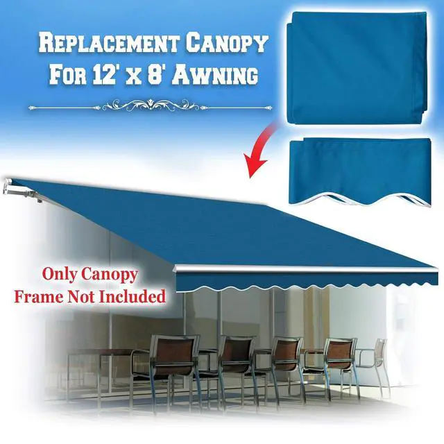 Alt view image 3 of 7 - YardGrow Retractable Awning Fabric Replacement Outdoor Sunshade Canopy Awning Cover for 12' x 8' Awning, Canopy ONLY (Navy blue)
