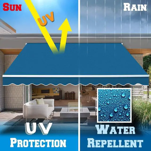 Alt view image 5 of 7 - YardGrow Retractable Awning Fabric Replacement Outdoor Sunshade Canopy Awning Cover for 12' x 8' Awning, Canopy ONLY (Navy blue)