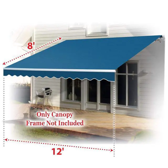 Alt view image 6 of 7 - YardGrow Retractable Awning Fabric Replacement Outdoor Sunshade Canopy Awning Cover for 12' x 8' Awning, Canopy ONLY (Navy blue)