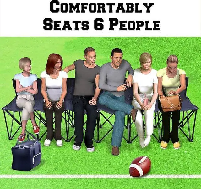 Alt view image 6 of 6 - YardGrow 6 Seater Folding Team Sports Sideline Bench Chairs Folding Soccer Bench Portable Football Camp Outdoor Waterproof (Black)