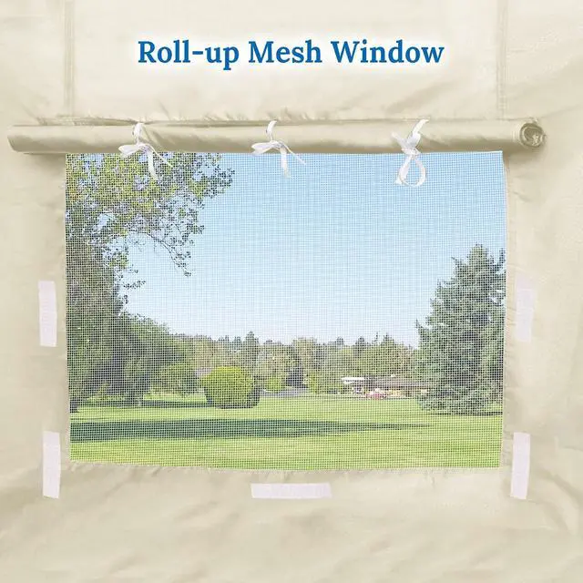 Alt view image 6 of 7 - YardGrow Canopy Sidewall for 10'x20' Pop Up Canopy Tent Gazebo Shelter, 4 Pieces, One with Roller Up Mesh Window and Door (Ecru)