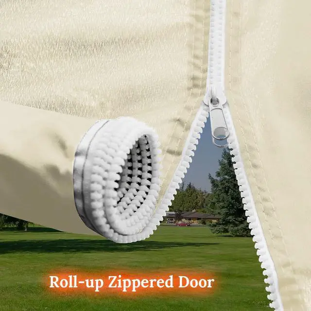 Alt view image 7 of 7 - YardGrow Canopy Sidewall for 10'x20' Pop Up Canopy Tent Gazebo Shelter, 4 Pieces, One with Roller Up Mesh Window and Door (Ecru)