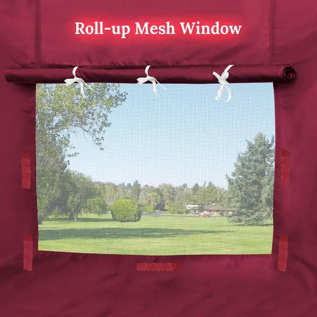 Alt view image 6 of 7 - YardGrow Canopy Sidewall for 10'x20' Pop Up Canopy Tent Gazebo Shelter, 4 Pieces, One with Roller Up Mesh Window and Door (Burgundy)
