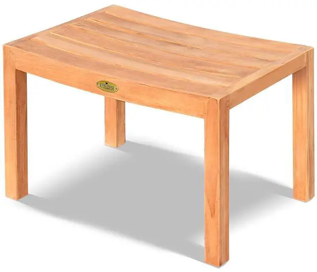 Main image of YardGrow 23.4'' Teak Shower Bench Patio Shower Stool Indoor Outdoor Shower Seat
