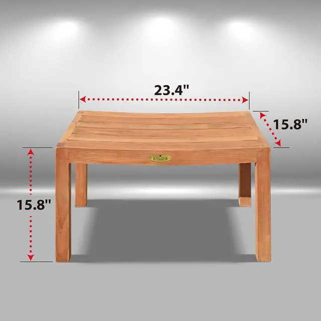 Alt view image 3 of 7 - YardGrow 23.4'' Teak Shower Bench Patio Shower Stool Indoor Outdoor Shower Seat
