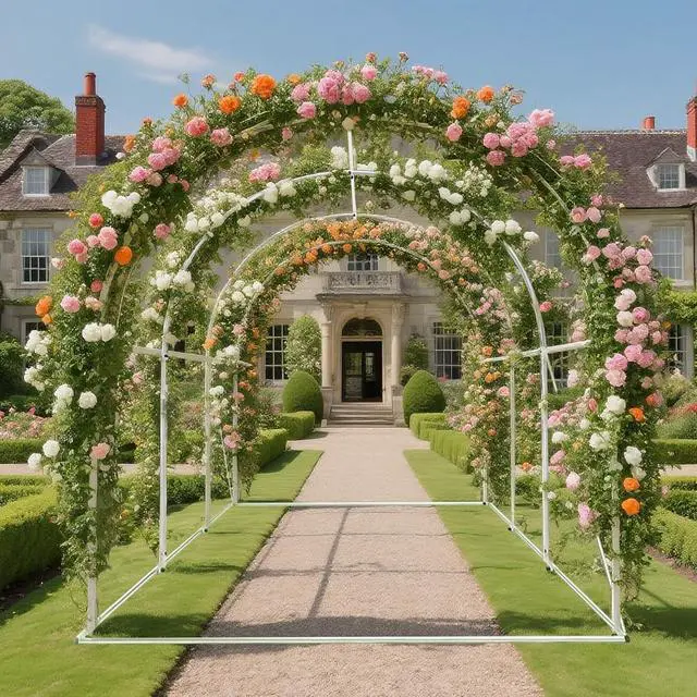 Alt view image 3 of 4 - YardGrow Upgraded Galvanized Steel Frame Large Garden Support Arch Frame Climbing Plant Arch Arbor for Climbing Plant Roses Vines Birthday Wedding Party Decoration Pergola Frame (9.8x6.5x6.5 FT)