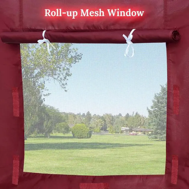 Alt view image 6 of 7 - YardGrow Canopy Sidewall for 10'x15' Pop Up Canopy Tent Gazebo Shelter, 4 Pieces, One with Roller Up Mesh Window and Door (Burgundy)