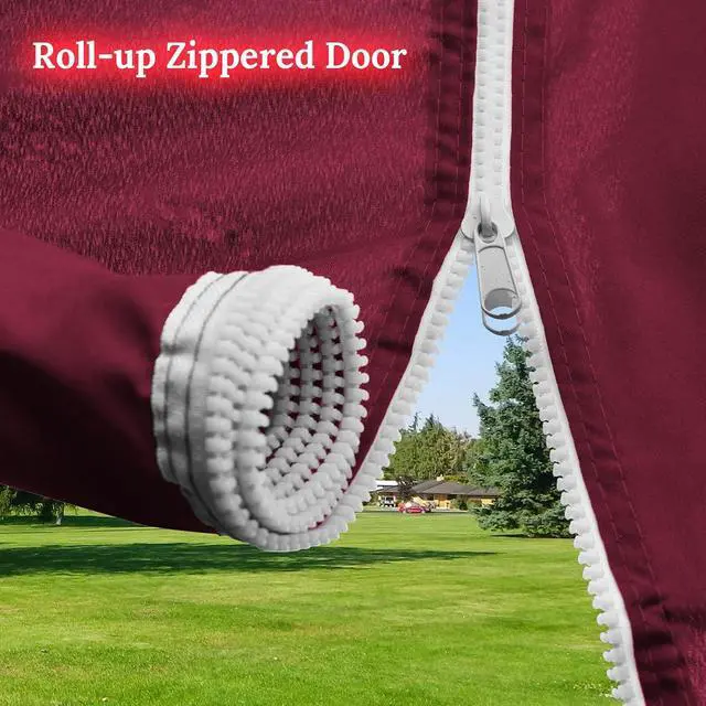 Alt view image 7 of 7 - YardGrow Canopy Sidewall for 10'x15' Pop Up Canopy Tent Gazebo Shelter, 4 Pieces, One with Roller Up Mesh Window and Door (Burgundy)
