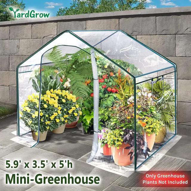 Alt view image 2 of 7 - YardGrow 5.9'x3.5'x5'H Portable Mini Greenhouse Clear Hot House Outdoor Plant Gardening Greenhouse Flower House