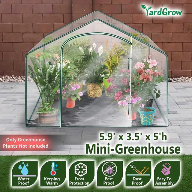 Alt view image 2 of 6 - YardGrow 5.9'x3.5'x5'H Mini Clear Hot House Outdoor Gardening Planter Greenhouse Garden Patio Portable