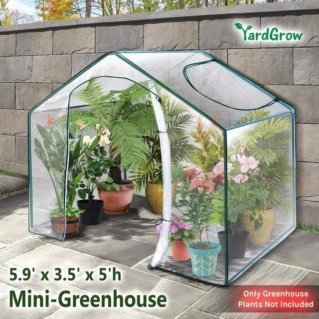 Alt view image 3 of 6 - YardGrow 5.9'x3.5'x5'H Mini Clear Hot House Outdoor Gardening Planter Greenhouse Garden Patio Portable