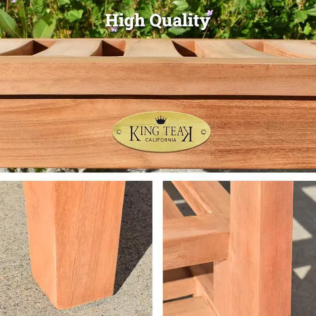 Alt view image 5 of 7 - YardGrow 23.6'' Outdoor Teak Shower Bench Indoor Shower Seat Patio Shower Stool with Storage Shelf