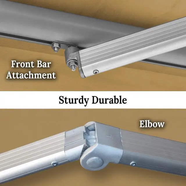Alt view image 6 of 7 - YardGrow 13'x10' Patio Awning Retractable Awning Sun Shade Manual Patio Deck Awning Outdoor (Tan)