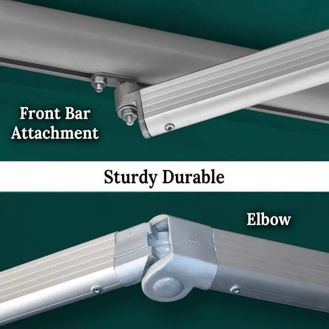 Alt view image 6 of 7 - YardGrow 13'x10' Patio Awning Retractable Awning Sun Shade Manual Patio Deck Awning Outdoor (Green)