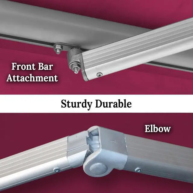 Alt view image 6 of 7 - YardGrow 13'x10' Patio Awning Retractable Awning Sun Shade Manual Patio Deck Awning Outdoor (Burgundy)