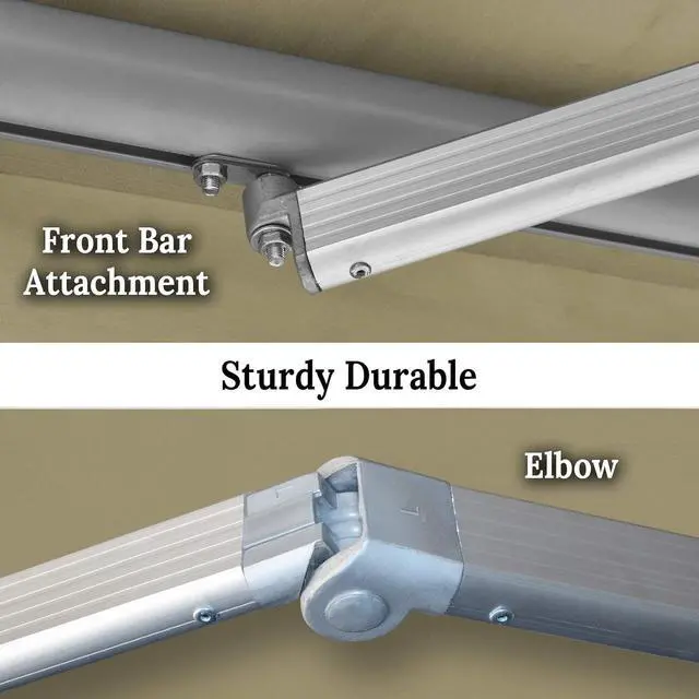 Alt view image 6 of 7 - YardGrow 13'x10' Patio Awning Retractable Awning Sun Shade Manual Patio Deck Awning Outdoor (Beige)