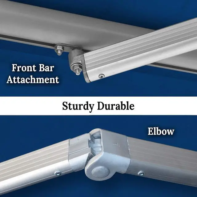 Alt view image 6 of 7 - YardGrow 13'x10' Patio Awning Retractable Awning Sun Shade Manual Patio Deck Awning Outdoor (Blue)