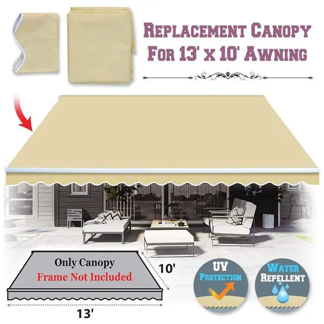 Alt view image 2 of 7 - YardGrow Retractable Awning Fabric Replacement Outdoor Sunshade Canopy Awning Cover for 13' x 10' Awning, Canopy ONLY (Natural)