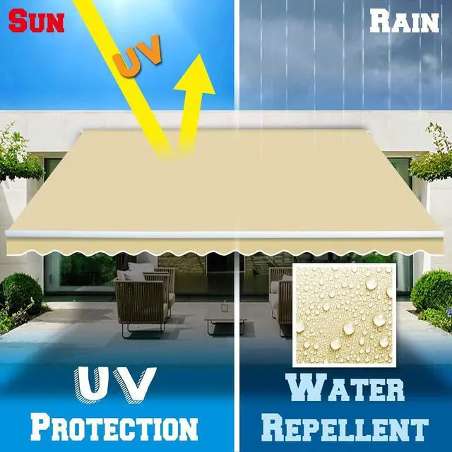 Alt view image 5 of 7 - YardGrow Retractable Awning Fabric Replacement Outdoor Sunshade Canopy Awning Cover for 13' x 10' Awning, Canopy ONLY (Natural)