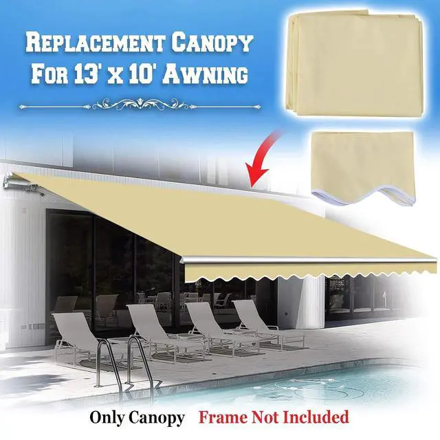 Alt view image 3 of 7 - YardGrow Retractable Awning Fabric Replacement Outdoor Sunshade Canopy Awning Cover for 13' x 10' Awning, Canopy ONLY (Natural)