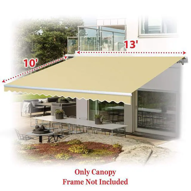 Alt view image 6 of 7 - YardGrow Retractable Awning Fabric Replacement Outdoor Sunshade Canopy Awning Cover for 13' x 10' Awning, Canopy ONLY (Natural)