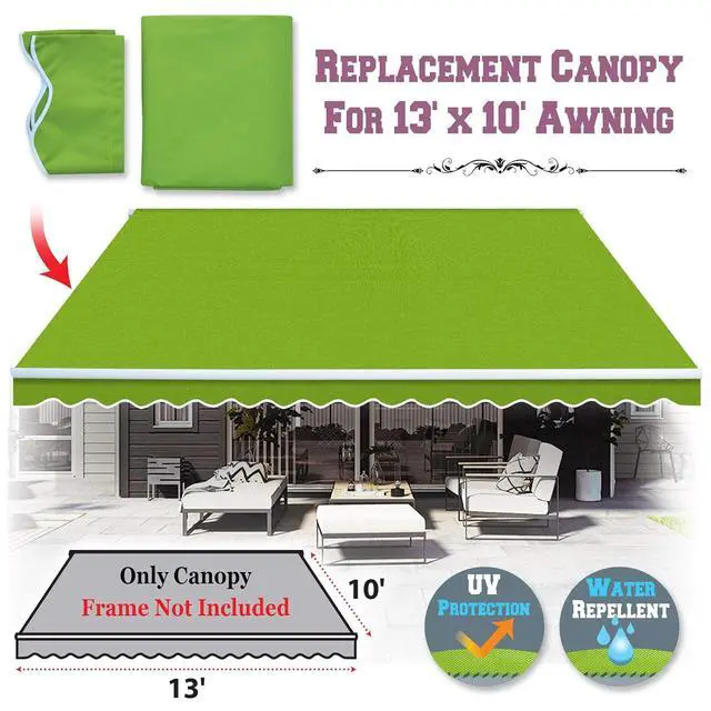 Alt view image 2 of 7 - YardGrow Retractable Awning Fabric Replacement Outdoor Sunshade Canopy Awning Cover for 13' x 10' Awning, Canopy ONLY (Apple Green)