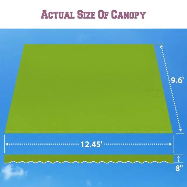 Alt view image 4 of 7 - YardGrow Retractable Awning Fabric Replacement Outdoor Sunshade Canopy Awning Cover for 13' x 10' Awning, Canopy ONLY (Apple Green)