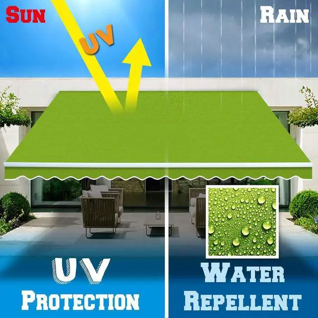 Alt view image 5 of 7 - YardGrow Retractable Awning Fabric Replacement Outdoor Sunshade Canopy Awning Cover for 13' x 10' Awning, Canopy ONLY (Apple Green)