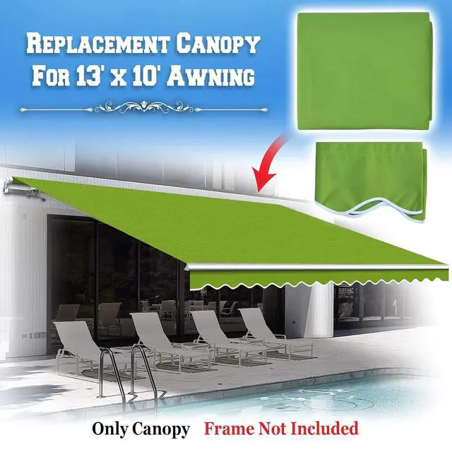 Alt view image 3 of 7 - YardGrow Retractable Awning Fabric Replacement Outdoor Sunshade Canopy Awning Cover for 13' x 10' Awning, Canopy ONLY (Apple Green)