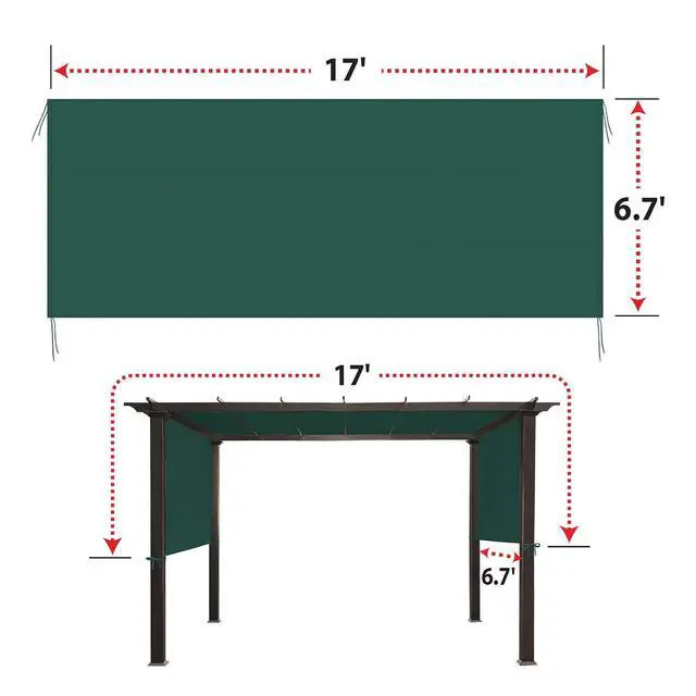 Alt view image 2 of 4 - YardGrow 17' L x 6.7' W Universal Replacement Canopy for Pergola Structure Outdoor (Canopy Only) (Green)
