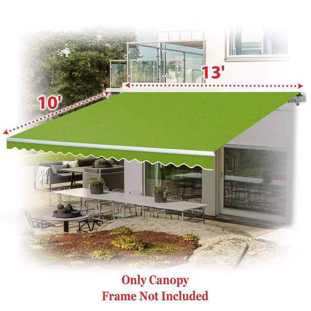 Alt view image 6 of 7 - YardGrow Retractable Awning Fabric Replacement Outdoor Sunshade Canopy Awning Cover for 13' x 10' Awning, Canopy ONLY (Apple Green)
