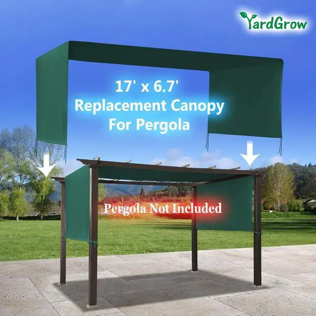 Alt view image 3 of 4 - YardGrow 17' L x 6.7' W Universal Replacement Canopy for Pergola Structure Outdoor (Canopy Only) (Green)
