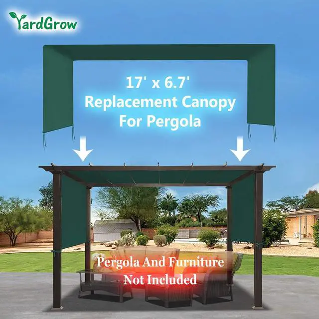 Alt view image 4 of 4 - YardGrow 17' L x 6.7' W Universal Replacement Canopy for Pergola Structure Outdoor (Canopy Only) (Green)