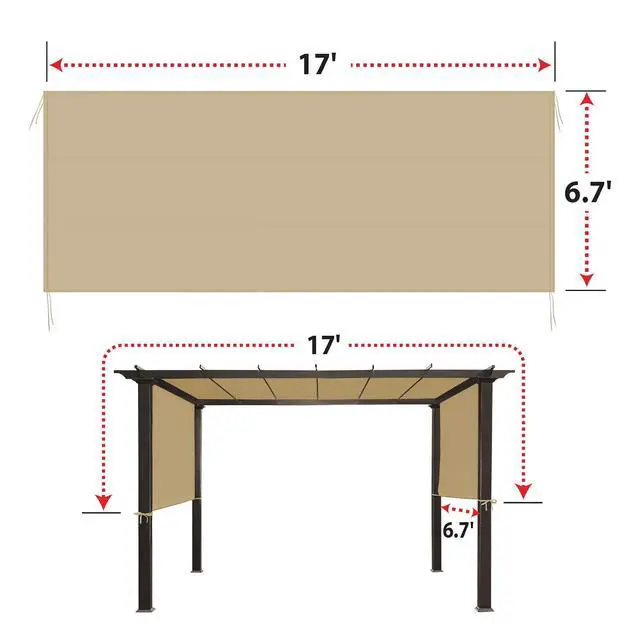 Alt view image 2 of 4 - YardGrow 17' L x 6.7' W Universal Replacement Canopy for Pergola Structure Outdoor (Canopy Only) (Beige)