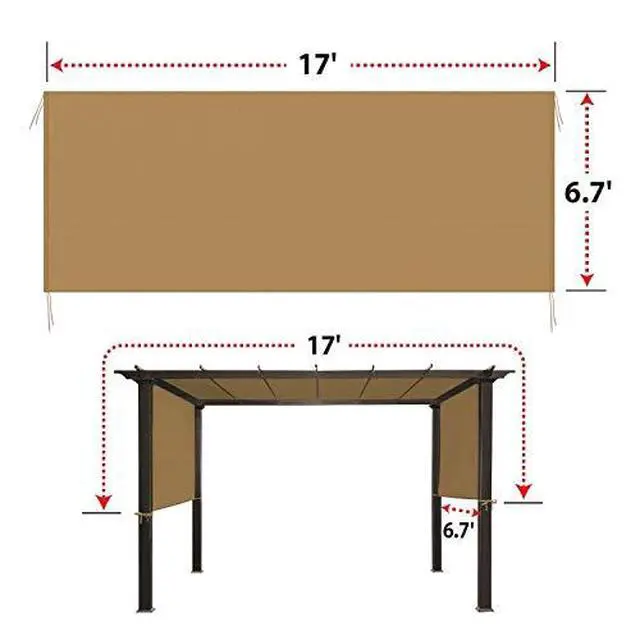 Alt view image 2 of 4 - YardGrow 17' L x 6.7' W Universal Replacement Canopy for Pergola Structure Outdoor (Canopy Only) (Tan)