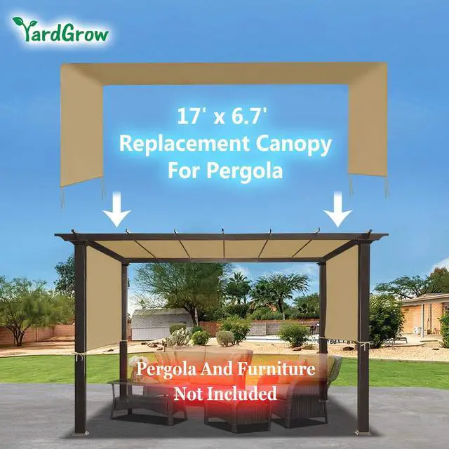 Alt view image 3 of 4 - YardGrow 17' L x 6.7' W Universal Replacement Canopy for Pergola Structure Outdoor (Canopy Only) (Beige)