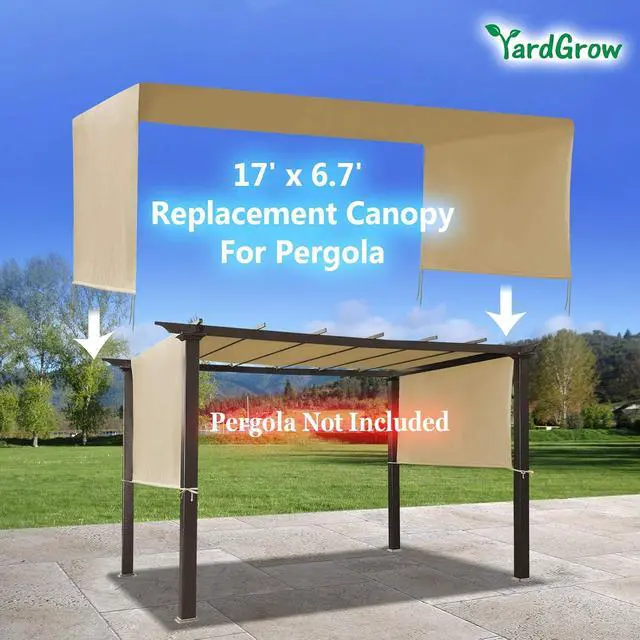 Alt view image 4 of 4 - YardGrow 17' L x 6.7' W Universal Replacement Canopy for Pergola Structure Outdoor (Canopy Only) (Beige)