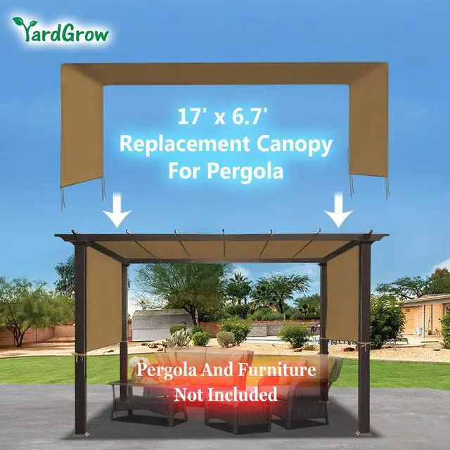 Alt view image 3 of 4 - YardGrow 17' L x 6.7' W Universal Replacement Canopy for Pergola Structure Outdoor (Canopy Only) (Tan)