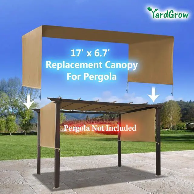 Alt view image 4 of 4 - YardGrow 17' L x 6.7' W Universal Replacement Canopy for Pergola Structure Outdoor (Canopy Only) (Tan)